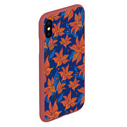 Чехол iPhone XS Max матовый Осенние абстрактные цветы, цвет: 3D-красный — фото 2