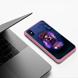 Чехол iPhone XS Max матовый Ведьма-малолетка с котами - Halloween, цвет: 3D-малиновый — фото 2