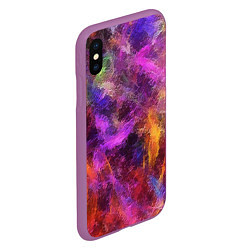 Чехол iPhone XS Max матовый Разводы цветные, цвет: 3D-фиолетовый — фото 2