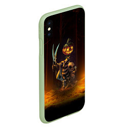 Чехол iPhone XS Max матовый Пугало с ножницами - Halloween, цвет: 3D-салатовый — фото 2