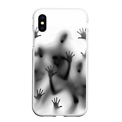 Чехол iPhone XS Max матовый Bodies inside behind a white wall, цвет: 3D-белый