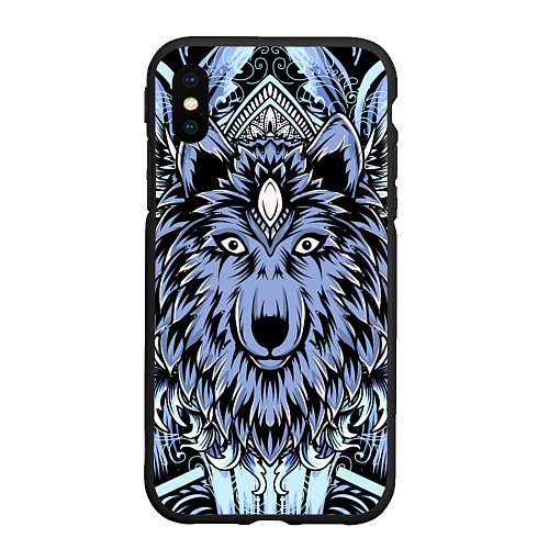 Чехол iPhone XS Max матовый Изображение волка / 3D-Черный – фото 1