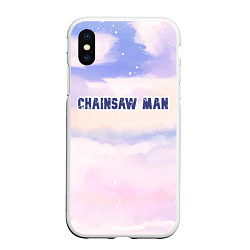 Чехол iPhone XS Max матовый Chainsaw Man sky clouds, цвет: 3D-белый