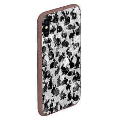 Чехол iPhone XS Max матовый Черные новогодние кролики, цвет: 3D-коричневый — фото 2