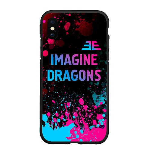 Чехол iPhone XS Max матовый Imagine Dragons - neon gradient: символ сверху / 3D-Черный – фото 1