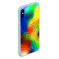 Чехол iPhone XS Max матовый Разноцветная абстрактная композиция, цвет: 3D-голубой — фото 2