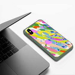 Чехол iPhone XS Max матовый Краски лета абстракция, цвет: 3D-темно-зеленый — фото 2