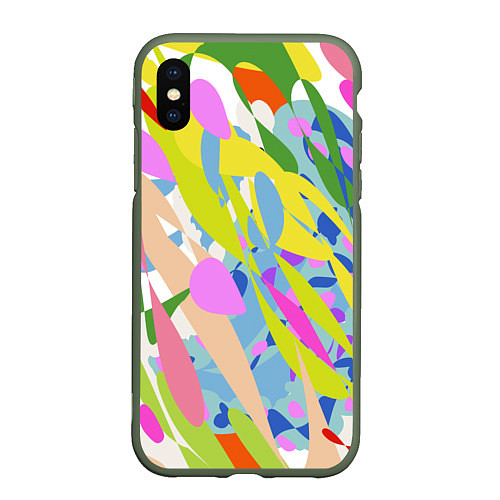 Чехол iPhone XS Max матовый Краски лета абстракция / 3D-Темно-зеленый – фото 1
