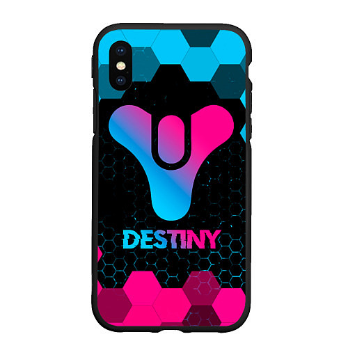 Чехол iPhone XS Max матовый Destiny - neon gradient / 3D-Черный – фото 1