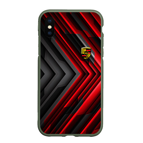 Чехол iPhone XS Max матовый Porsche строгий стиль / 3D-Темно-зеленый – фото 1