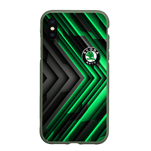 Чехол iPhone XS Max матовый Skoda строгий стиль / 3D-Темно-зеленый – фото 1