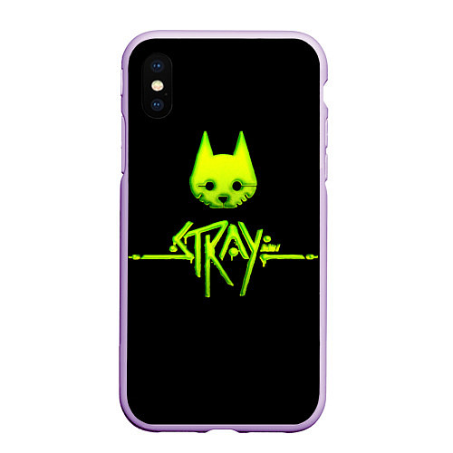 Чехол iPhone XS Max матовый Stray green neon / 3D-Сиреневый – фото 1