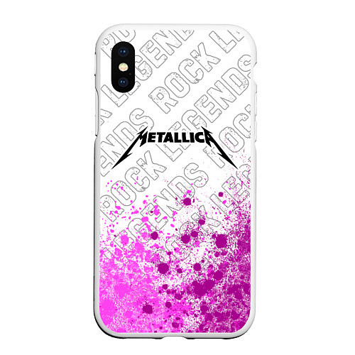 Чехол iPhone XS Max матовый Metallica rock legends: символ сверху / 3D-Белый – фото 1