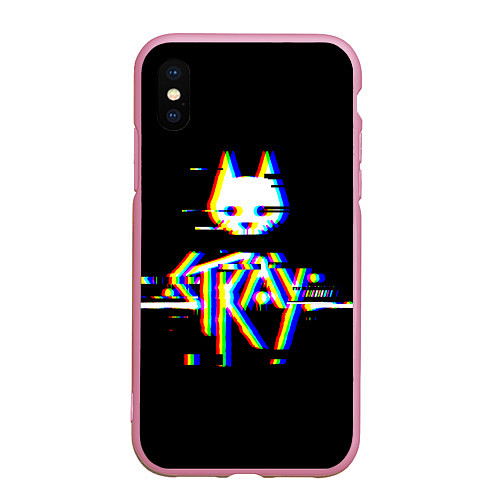 Чехол iPhone XS Max матовый Stray glitch logo / 3D-Розовый – фото 1