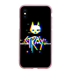 Чехол iPhone XS Max матовый Stray glitch logo, цвет: 3D-розовый