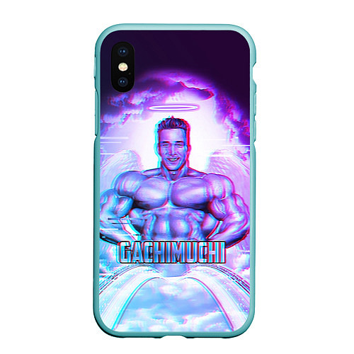 Чехол iPhone XS Max матовый Billie Herrington: Gachimuchi / 3D-Мятный – фото 1