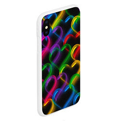 Чехол iPhone XS Max матовый Граффити - неоновые сердца, цвет: 3D-белый — фото 2