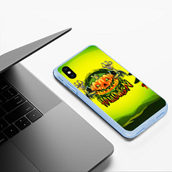 Чехол iPhone XS Max матовый Тыква - зомби хэллоуин, цвет: 3D-голубой — фото 2