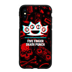 Чехол iPhone XS Max матовый Five Finger Death Punch rock glitch, цвет: 3D-черный