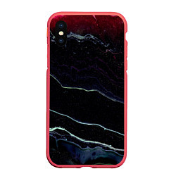 Чехол iPhone XS Max матовый Тьма и белые линии песка, цвет: 3D-красный