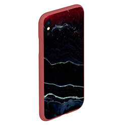 Чехол iPhone XS Max матовый Тьма и белые линии песка, цвет: 3D-красный — фото 2