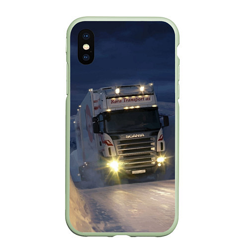 Чехол iPhone XS Max матовый Для фуры Scania нет преград / 3D-Салатовый – фото 1