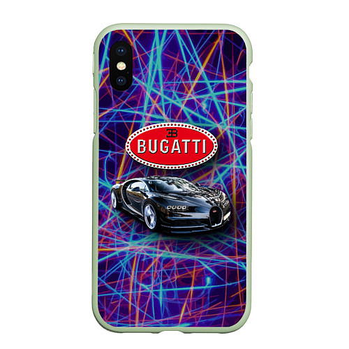 Чехол iPhone XS Max матовый Bugatti - Italy - мечта автомобилиста / 3D-Салатовый – фото 1