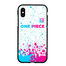 Чехол iPhone XS Max матовый One Piece neon gradient style: символ сверху