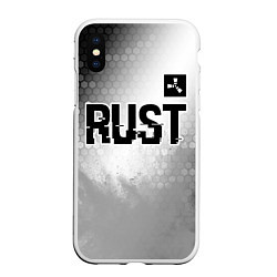 Чехол iPhone XS Max матовый Rust glitch на светлом фоне: символ сверху, цвет: 3D-белый
