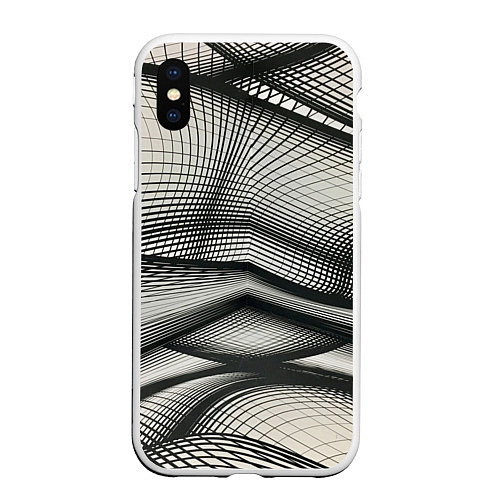 Чехол iPhone XS Max матовый Переплетение сетей / 3D-Белый – фото 1