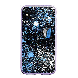 Чехол iPhone XS Max матовый Attack on Titan paint, цвет: 3D-светло-сиреневый