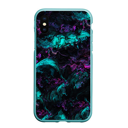 Чехол iPhone XS Max матовый Неоновые Коралы / 3D-Мятный – фото 1