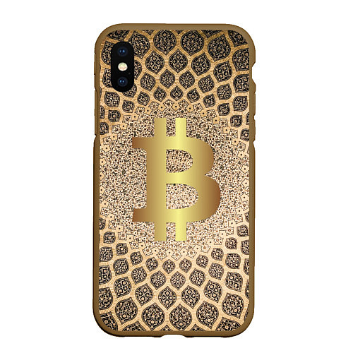 Чехол iPhone XS Max матовый Золотой биткоин / 3D-Коричневый – фото 1