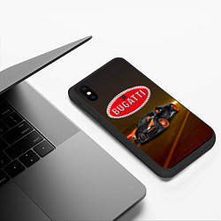 Чехол iPhone XS Max матовый Bugatti на ночной дороге, цвет: 3D-черный — фото 2