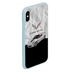 Чехол iPhone XS Max матовый Chevrolet Corvette - motorsport, цвет: 3D-голубой — фото 2