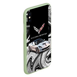 Чехол iPhone XS Max матовый Chevrolet Corvette - Motorsport - Racing team, цвет: 3D-салатовый — фото 2