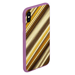 Чехол iPhone XS Max матовый Золотая голографическая диагональ, цвет: 3D-фиолетовый — фото 2