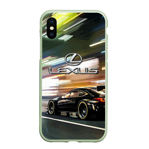 Чехол iPhone XS Max матовый Lexus - скорость режим / 3D-Салатовый – фото 1