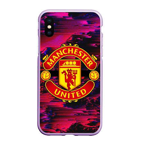 Чехол iPhone XS Max матовый Manchester United / 3D-Сиреневый – фото 1