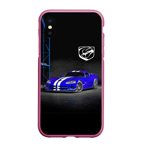 Чехол iPhone XS Max матовый Dodge Viper SRT GTS / 3D-Малиновый – фото 1