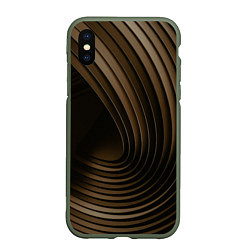 Чехол iPhone XS Max матовый Тёмное-золотые пластины во тьме, цвет: 3D-темно-зеленый