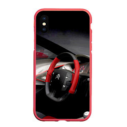Чехол iPhone XS Max матовый Ситроен - салон - Steering wheel, цвет: 3D-красный