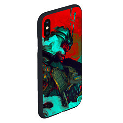 Чехол iPhone XS Max матовый Самурай и красное солнце, цвет: 3D-черный — фото 2