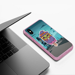 Чехол iPhone XS Max матовый Ведьма на палочке, цвет: 3D-розовый — фото 2