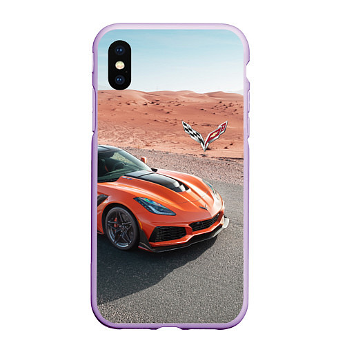 Чехол iPhone XS Max матовый Chevrolet Corvette - Motorsport - Desert / 3D-Сиреневый – фото 1