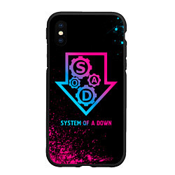 Чехол iPhone XS Max матовый System of a Down - neon gradient