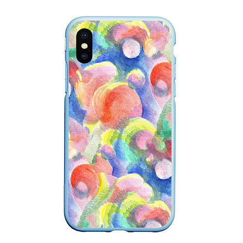 Чехол iPhone XS Max матовый Пузырики / 3D-Голубой – фото 1