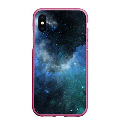 Чехол iPhone XS Max матовый Акварель галактики, цвет: 3D-малиновый