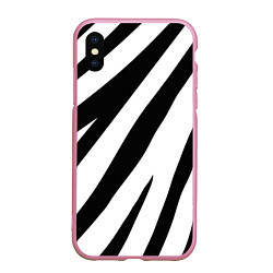 Чехол iPhone XS Max матовый Камуфляж зебры, цвет: 3D-розовый