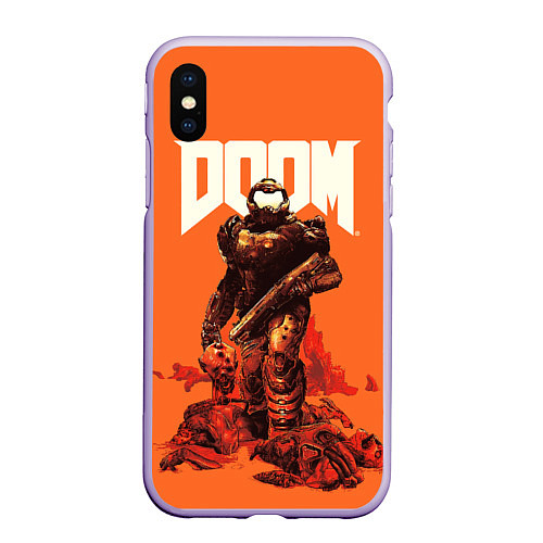 Чехол iPhone XS Max матовый DOOM - Doomguy / 3D-Светло-сиреневый – фото 1